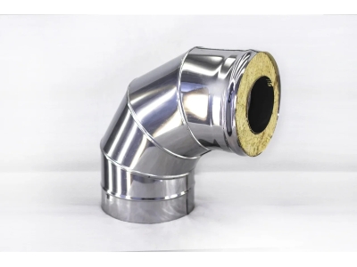Сэндвич-отвод 90*, ф 115х200, AISI 439/439, 0,5мм/0,5мм, (К), удл=60мм