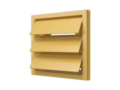 1515К10Ф беж, Решетка приточно-вытяжная с гравитационными жалюзи150х150 с фланцем D100, ASA, беж