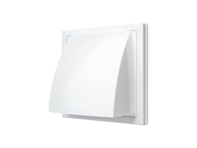 1515К12,5ФВ, Выход стенной вытяжной с обратным клапаном 150х150 с фланцем D125, ASA, бел