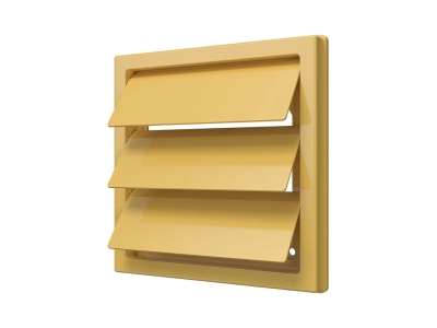 1515К12,5Ф беж, Решетка приточно-вытяжная с гравитационными жалюзи150х150 с фланцем D125, ASA, беж