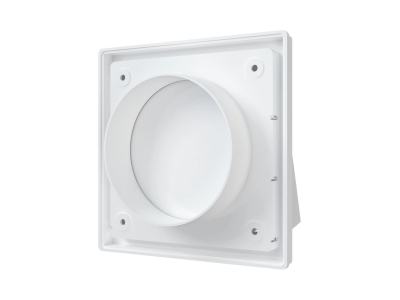 1515К10ФВ, Выход стенной вытяжной с обратным клапаном 150х150 с фланцем D100, ASA, бел