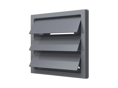 1515К10Ф сер, Решетка приточно-вытяжная с гравитационными жалюзи150х150 с фланцем D100, ASA, сер