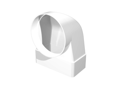 620СК10ФП, Соединитель 90°, плоского воздуховода 60х204 с фланцевым воздухораспределителем D100