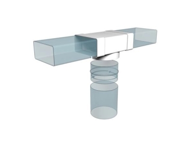 612ТФ10П, Соединитель Т-обр. пластик, плоских воздуховодов 60х120 с выходом на фланцевые воздухорасп