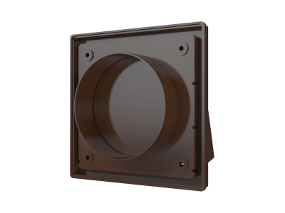 1515К10ФВ кор, Выход стенной вытяжной с обратным клапаном 150х150 с фланцем D100, ASA. кор