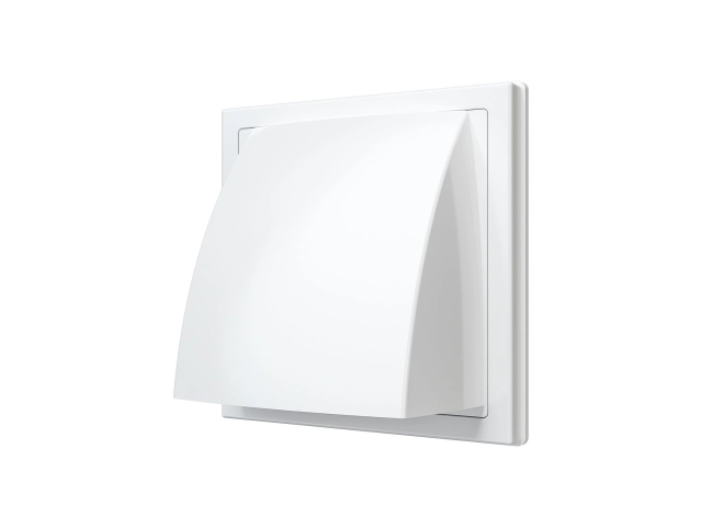 1515К10ФВ, Выход стенной вытяжной с обратным клапаном 150х150 с фланцем D100, ASA, бел