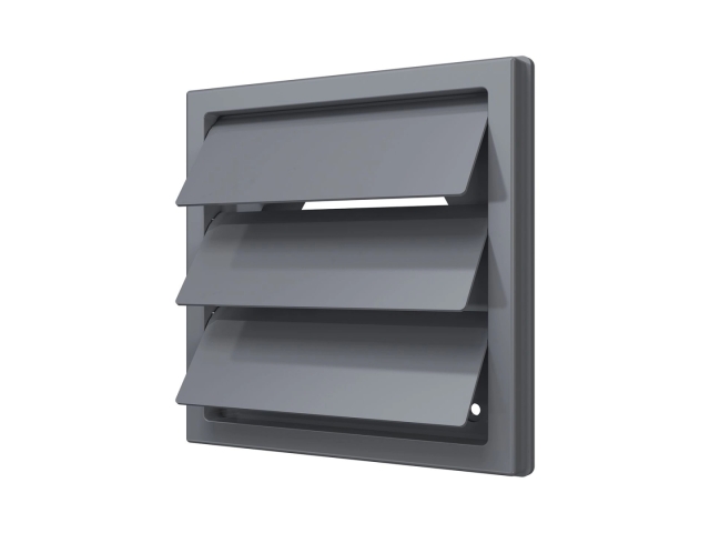 1515К10Ф сер, Решетка приточно-вытяжная с гравитационными жалюзи150х150 с фланцем D100, ASA, сер